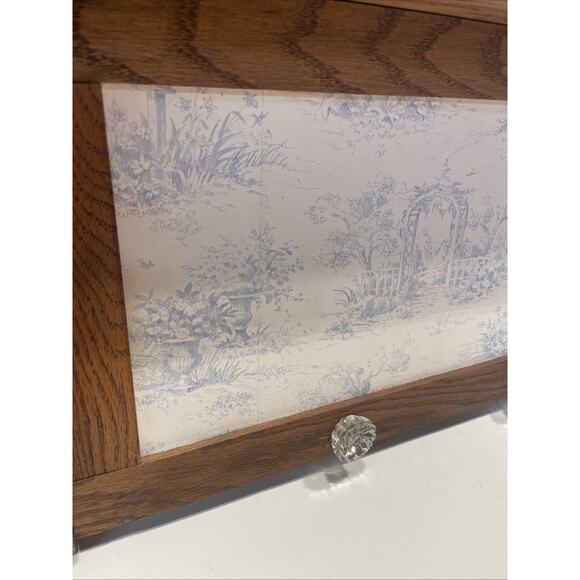 Oak Wooden Shelf Coat Hanger Country Style With Summer Garden Wall Paper Back - Picture 2 of 13